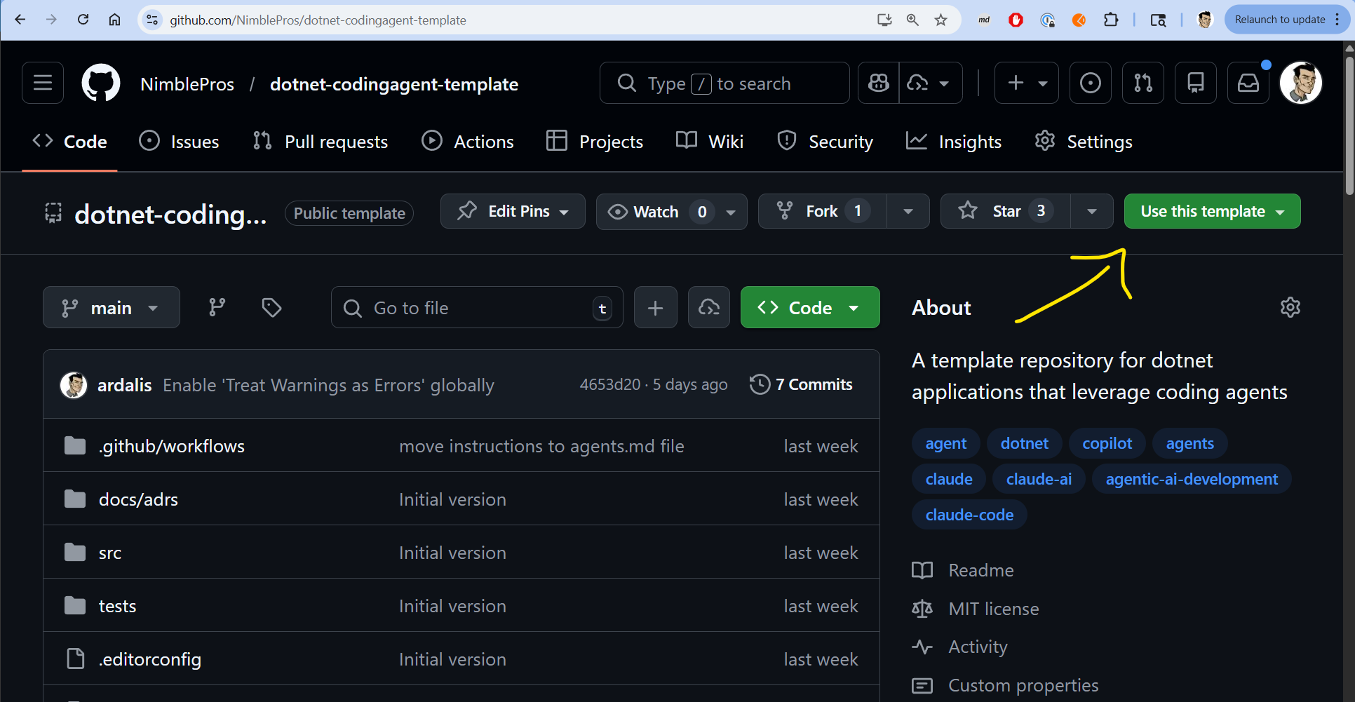 GitHub&rsquo;s Use this template button